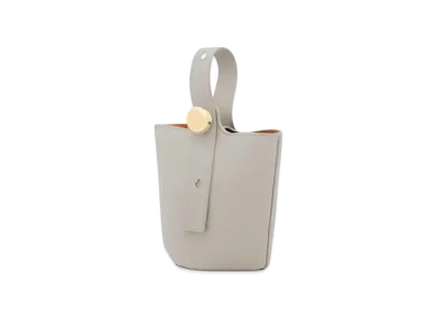 LOEWE Mini Pebble Bucket in Smooth Calfskin "Shell Grey"