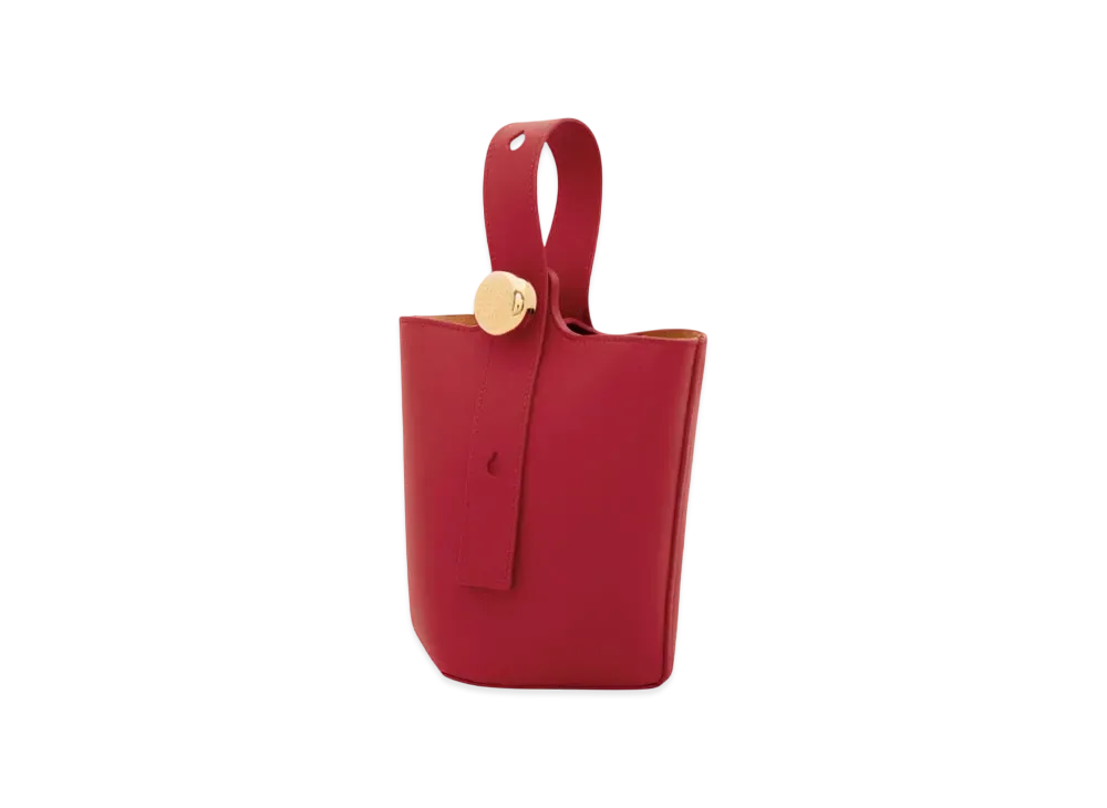 LOEWE Mini Pebble Bucket in Smooth Calfskin "Burnt Red"