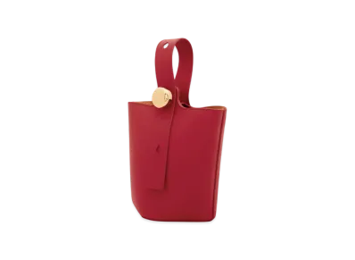 LOEWE Mini Pebble Bucket in Smooth Calfskin "Burnt Red"