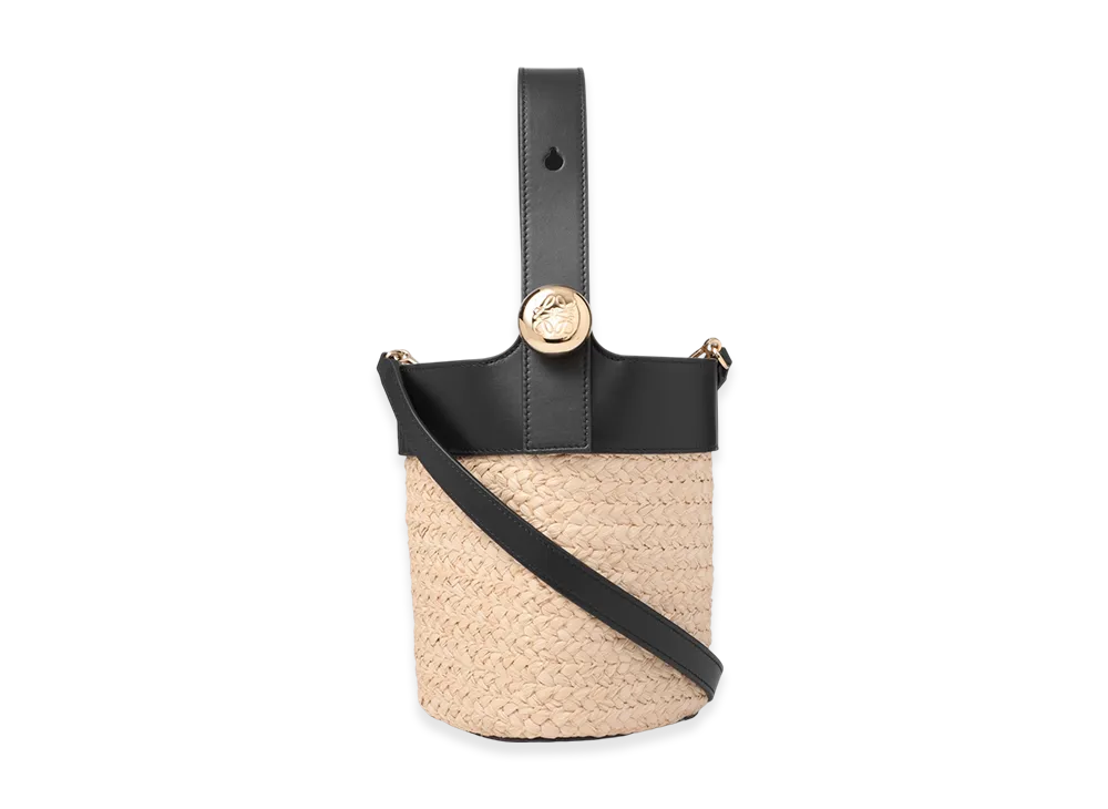 LOEWE 3-Way Pebble Bucket Mini "Natural/Black"