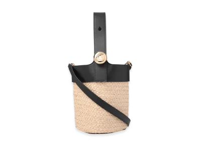 LOEWE 3-Way Pebble Bucket Mini "Natural/Black"