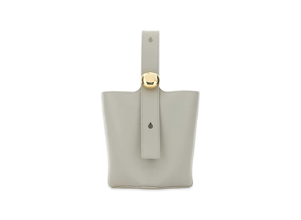 LOEWE Women's Leather Mini Pebble Bucket Bag "Light Gray"