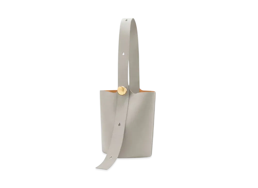 LOEWE Medium Pebble Bucket in Smooth Calfskin "Shell Grey"