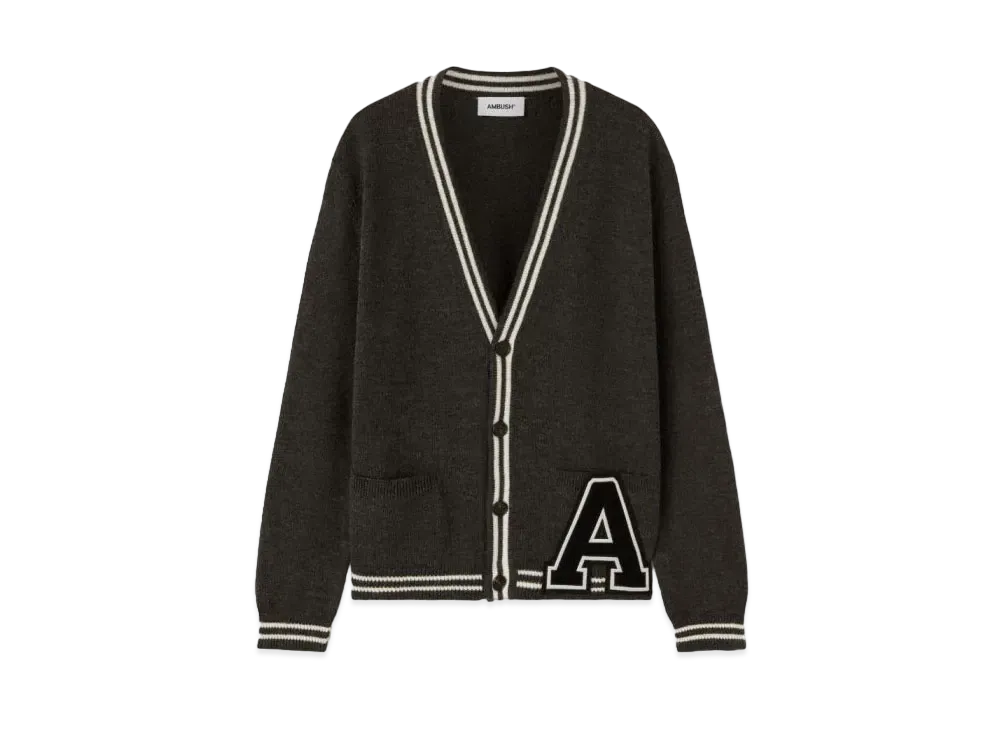 AMBUSH A Patch Knit Cardigan "Dark Grey"