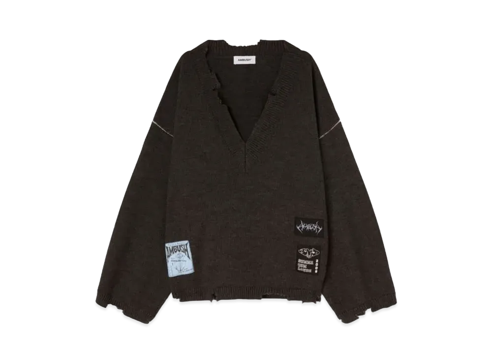 AMBUSH Felted Knit V-Neck "Medium Grey"