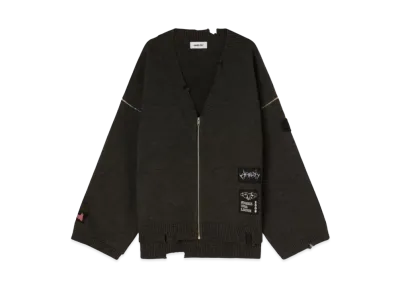 AMBUSH Felted Knit Zip Cardigan "Medium Grey"