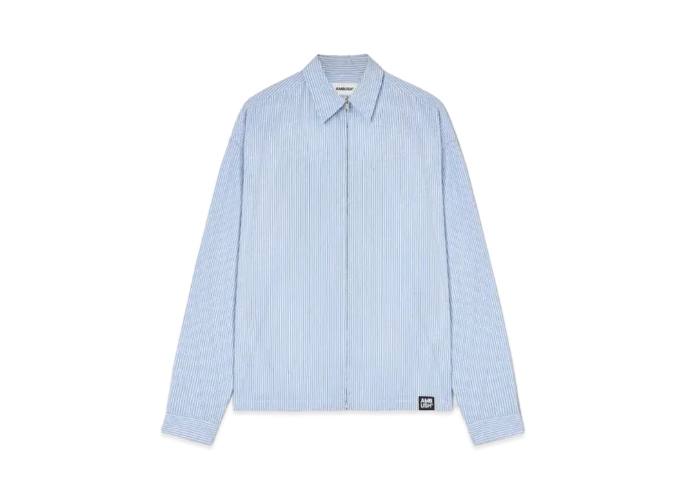 AMBUSH Striped Zip-Up Cotton Shirt "Ballad Blue"
