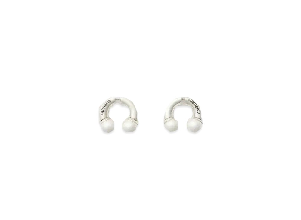 AMBUSH Pearl Barbell Earrings "Silver"