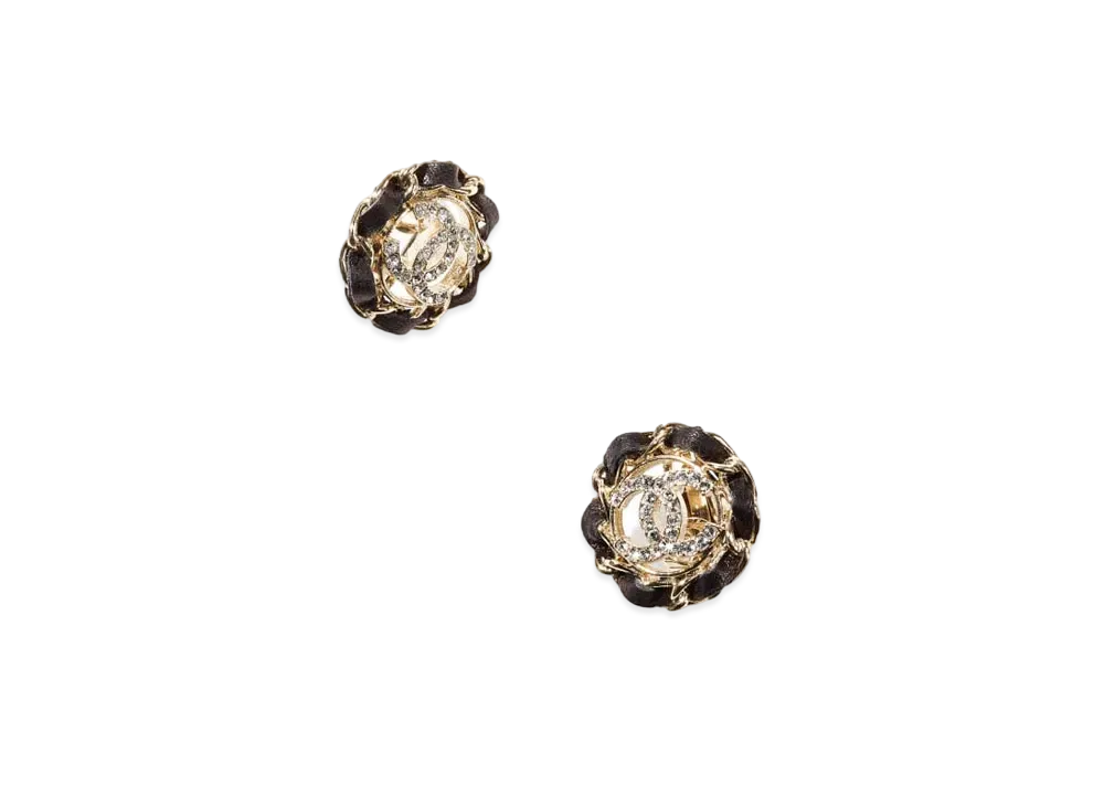 CHANEL Earrings Metal Lambskin & Strass "Gold"