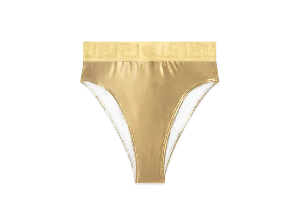 Versace Greca Border Metallic Bikini Bottoms "Gold"