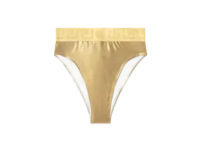 Versace Greca Border Metallic Bikini Bottoms "Gold"