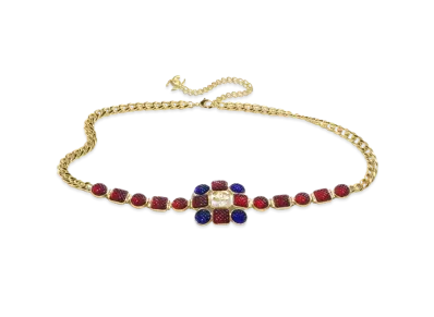 CHANEL Chain Belt Metal & Glass "Gold/White/Blue/Red"
