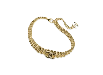 CHANEL Necklace Metal & Lambskin "Gold/Black"