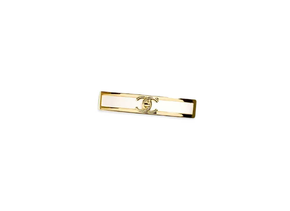 CHANEL Hair Clip Metal & Resin "Gold/Pearly White"