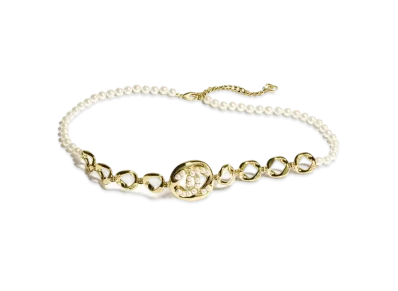 CHANEL Chain Belt Metal, Glass Pearls & Strass "Gold/Pearly White/Crystal"