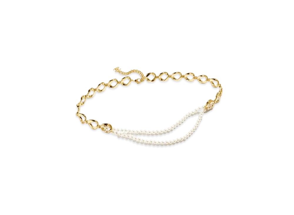 CHANEL Chain Belt Metal, Glass Pearls & Strass "Gold/Pearly White/Crystal"