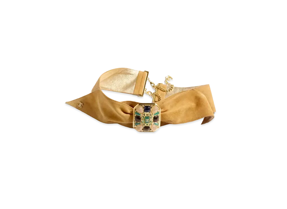 CHANEL Belt Metal, Goatskin, Resin & Strass "Gold/Beige/Multicolor/Crystal"