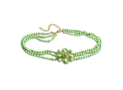 CHANEL Chain Belt Metal, Resin, Glass Pearls & Strass "Gold/Green/Crystal"