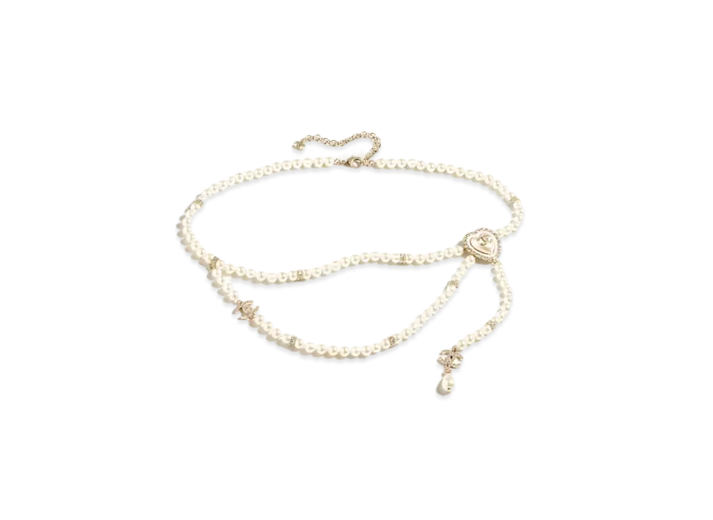 CHANEL Chain Belt Metal, Resin, Glass Pearls & Strass "Gold/Pearly White/Crystal"