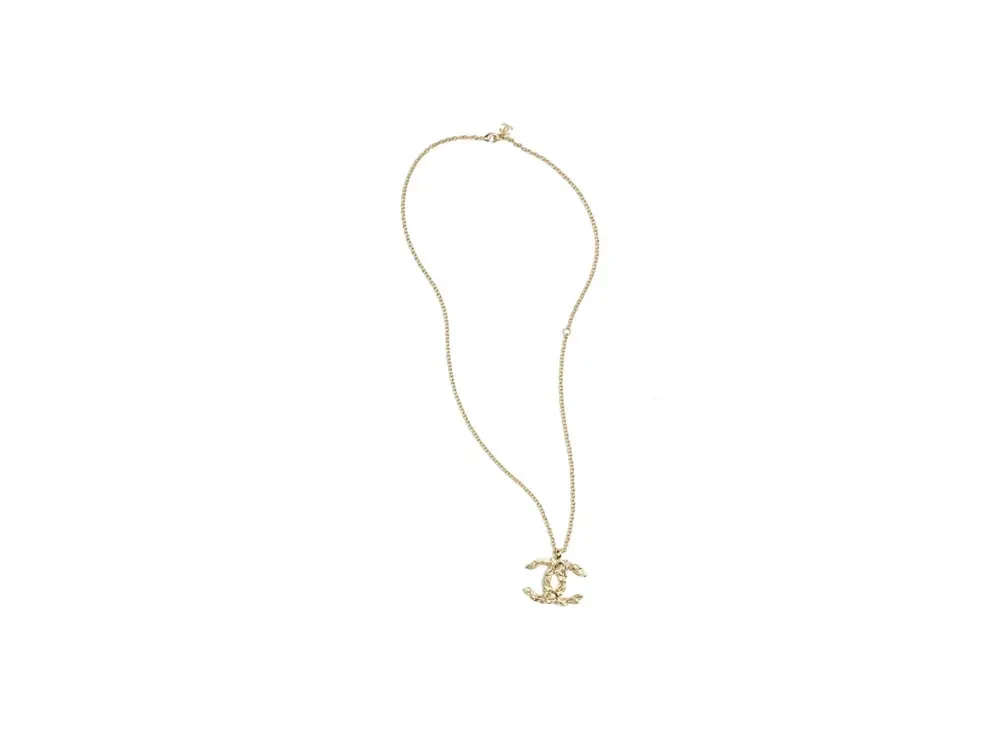 CHANEL Long Pendant Necklace Metal & Strass "Gold/Crystal"