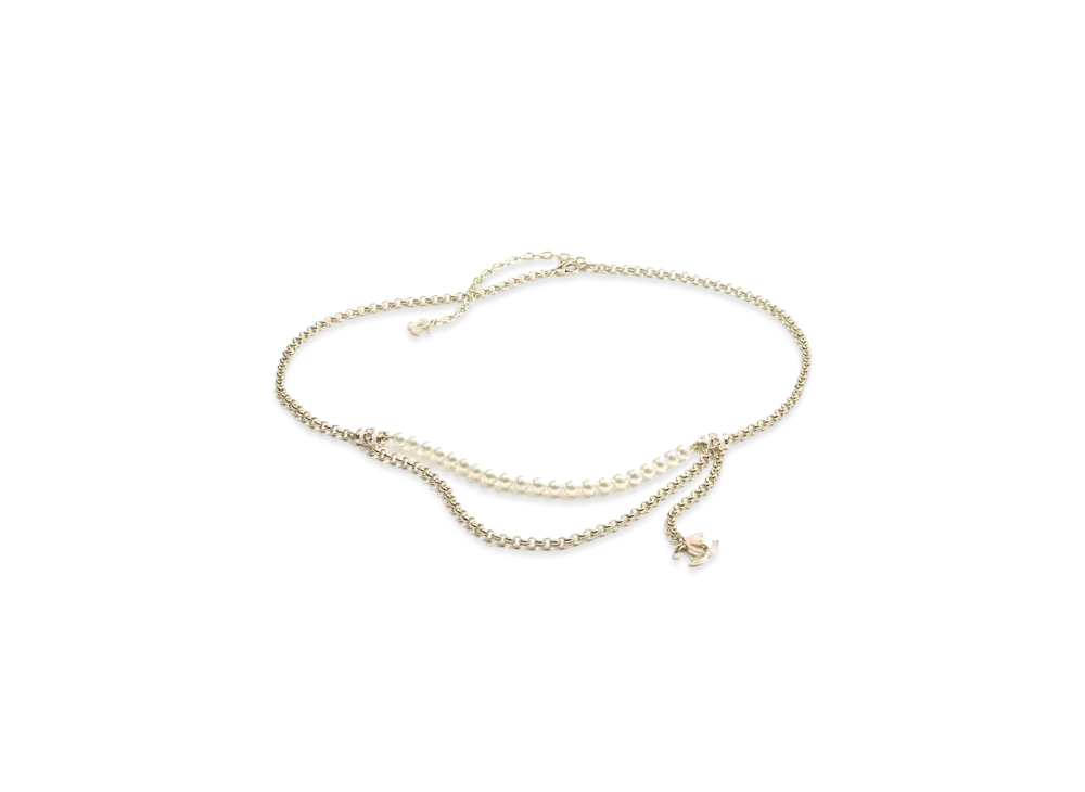 CHANEL Chain Belt Metal, Resin & Glass Pearls "Gold/Pink/White/Pearly White"