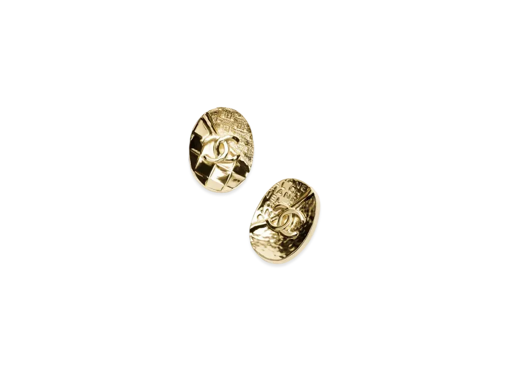 CHANEL Clip-on Stud Earrings Metal "Gold"