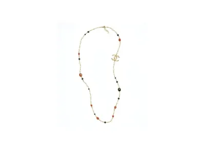 CHANEL Long Necklace Metal, Glass Pearls & Strass "Gold/Multicolor/Crystal"