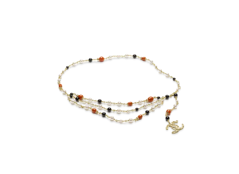 CHANEL Chain Belt Metal, Glass Pearls & Diamantes "Gold/Multicolor/Crystal"