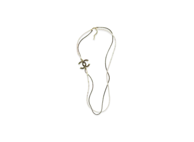 CHANEL Long Necklace Metal, Lambskin, Calfskin, Glass Pearls & Strass "Gold/White/Black/Crystal"