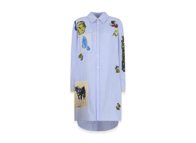 MARNI x Olaolu Slawn x Soldier Boyfriend Light Striped Poplin Shirt Dress "Iris Blue"