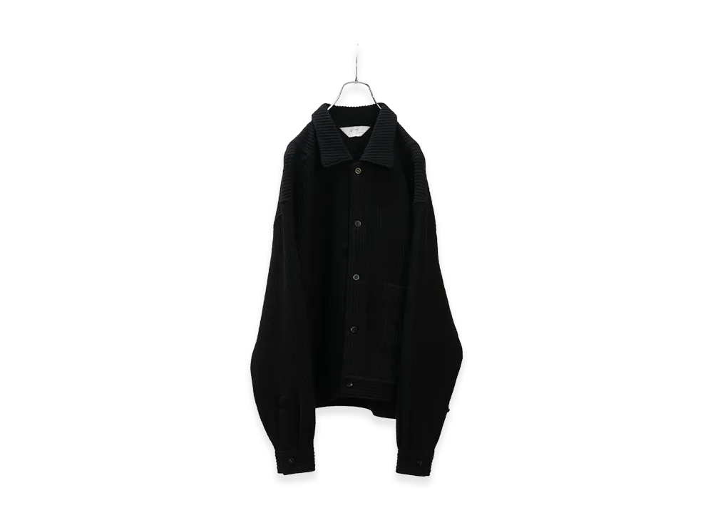 ANCELLM Wool Corduroy Work Shirt Jacket "Black"