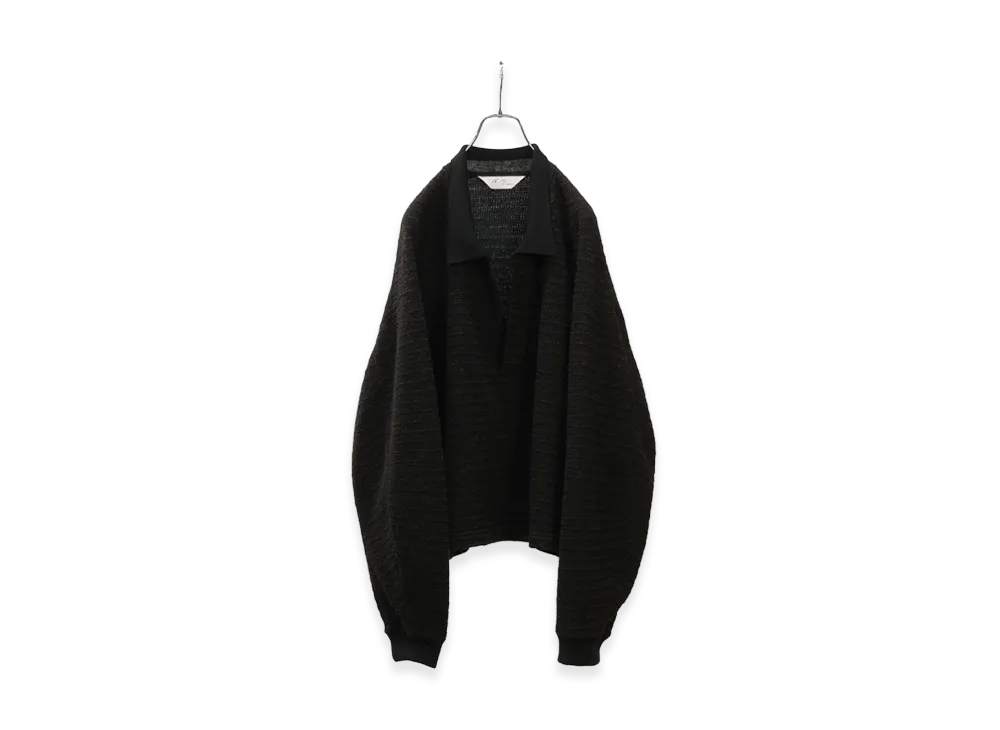 ANCELLM Wool Border Skipper Shirt "Black"