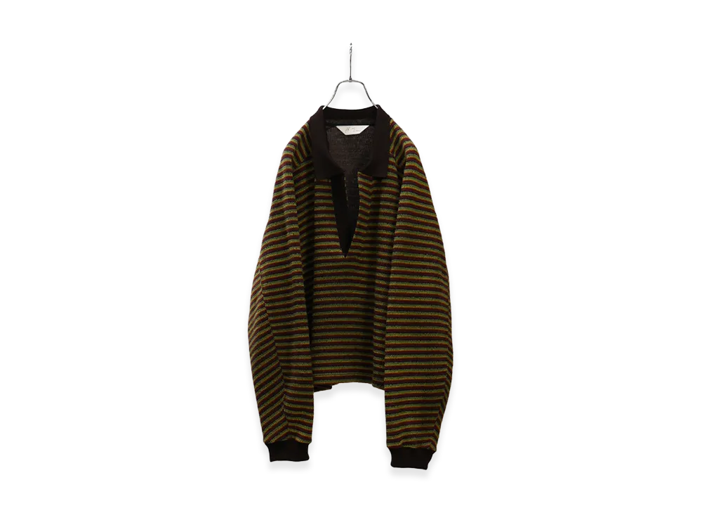 ANCELLM Wool Border Skipper Shirt "Multi"