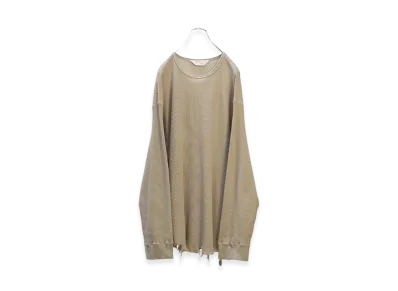 ANCELLM Damage Waffle Crew LS T-Shirt "Greige"