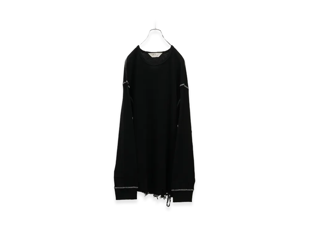 ANCELLM Damage Waffle Crew LS T-Shirt "Black"