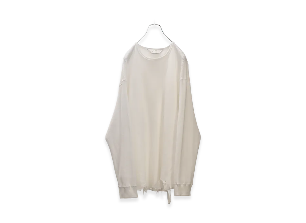 ANCELLM Damage Waffle Crew LS T-Shirt "White"