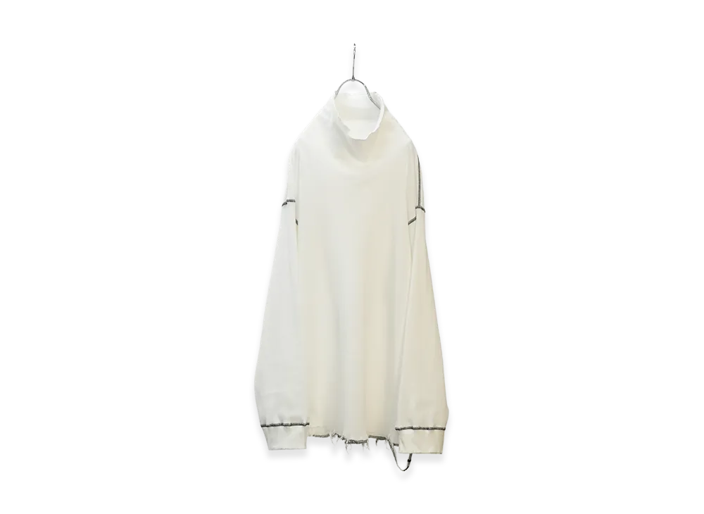 ANCELLM Damage Waffle Hi-Neck LS T-Shirt "White"