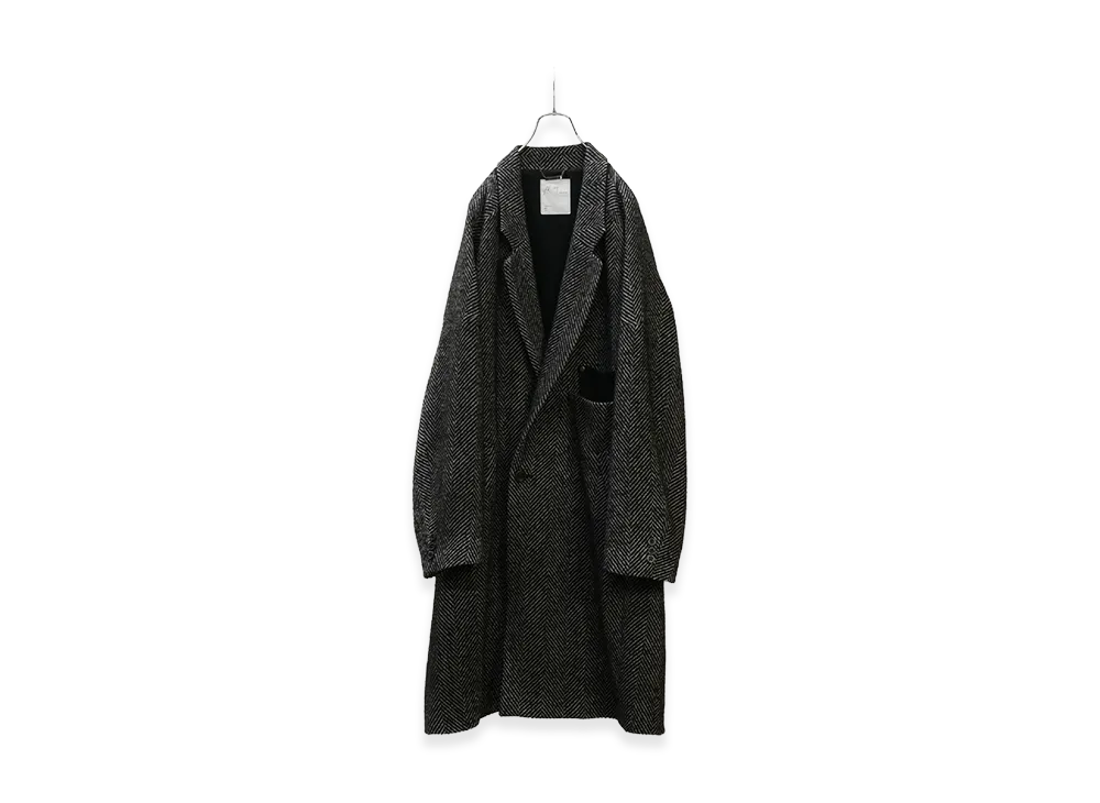 ANCELLM Semi-Double Chester Coat "White/Black"