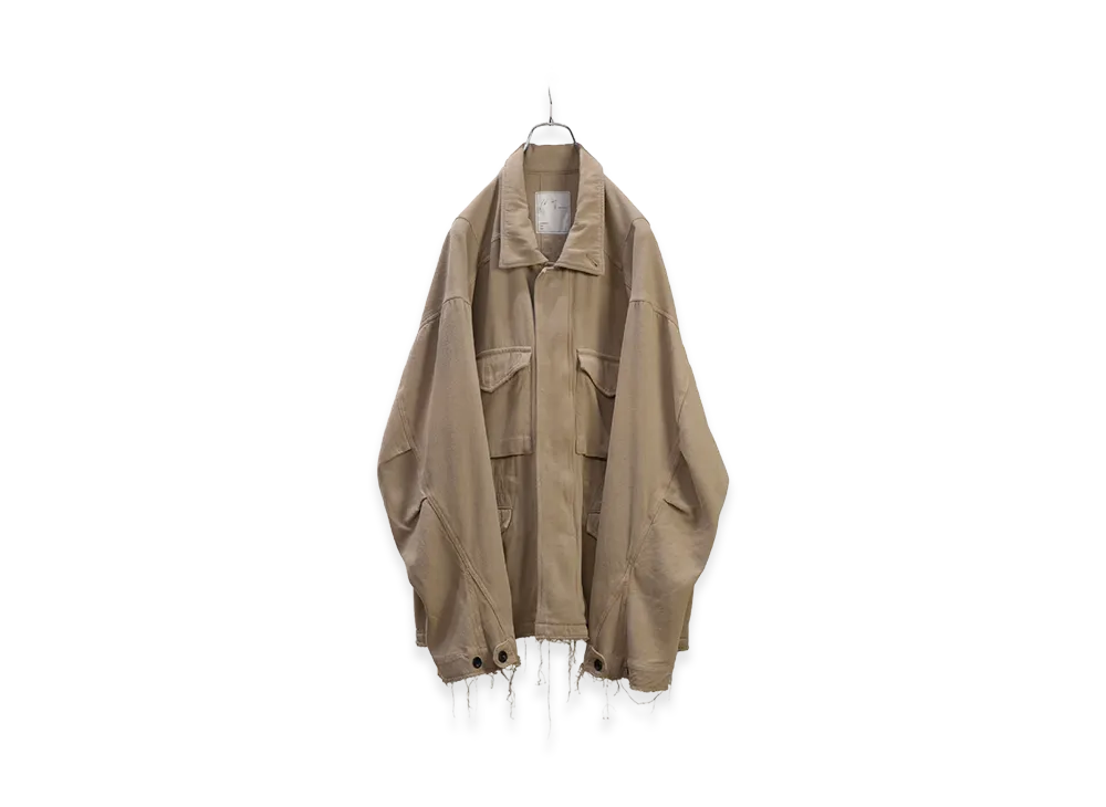 ANCELLM Silk Suede Field Jacket "Sand"