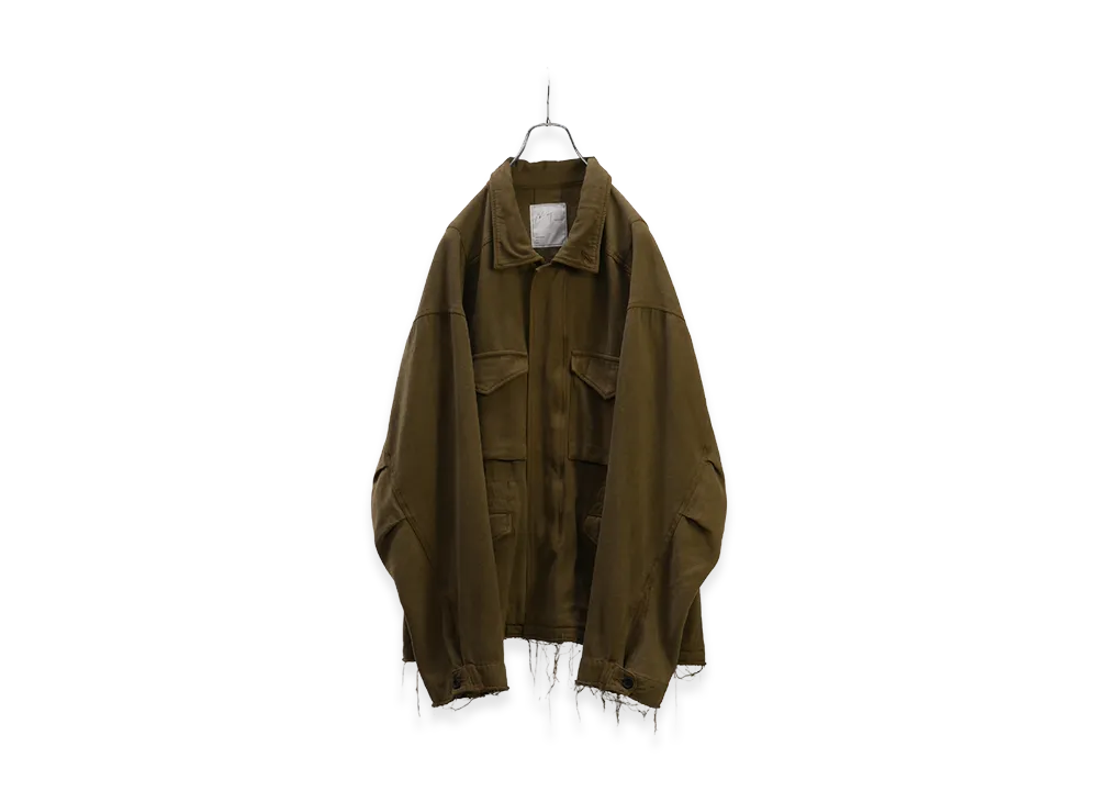 ANCELLM Silk Suede Field Jacket "Khaki"