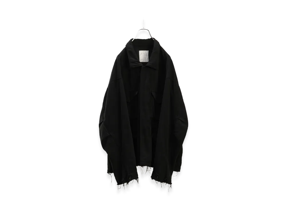 ANCELLM Silk Suede Field Jacket "Black"