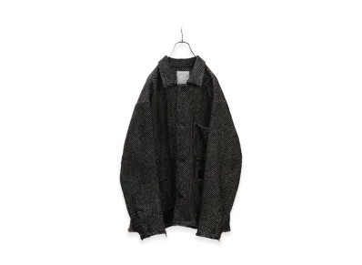 ANCELLM Damage Wool Herringbone Cover All "White/Black"