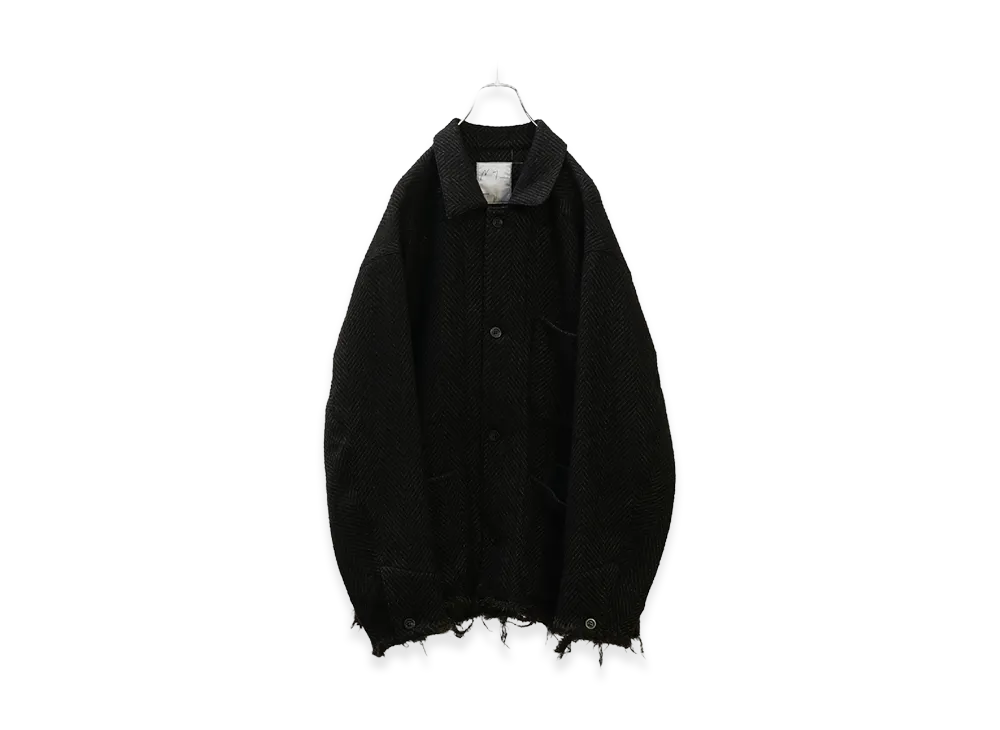 ANCELLM Damage Wool Herringbone Cover All "Brown/Black"