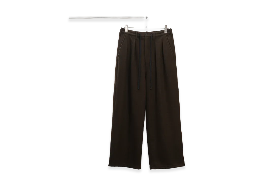 ANCELLM Wool Wide Easy Tuck Slacks "Dark Brown"