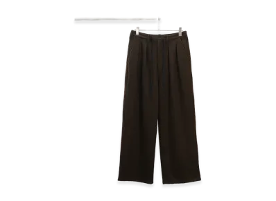 ANCELLM Wool Wide Easy Tuck Slacks "Dark Brown"