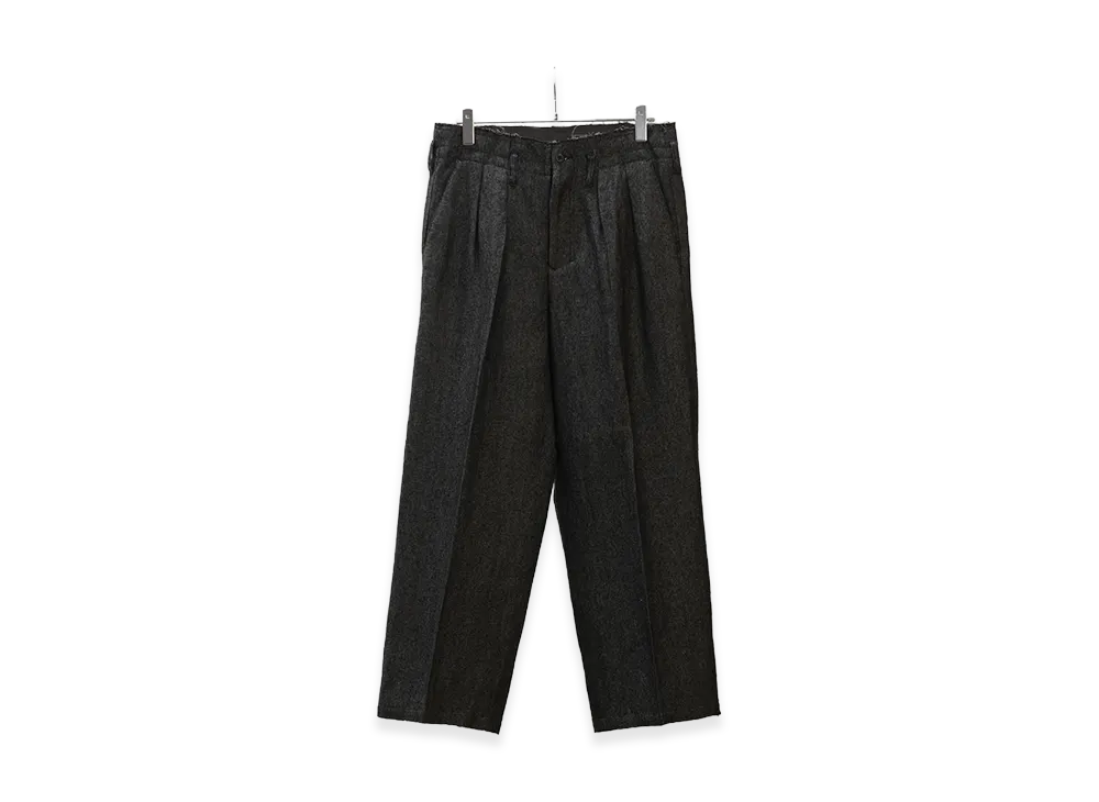 ANCELLM Shrink Wool Wide Slacks "Brown"