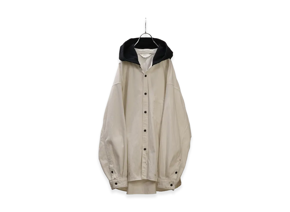 ANCELLM Denim Hoodie Shirt "White"