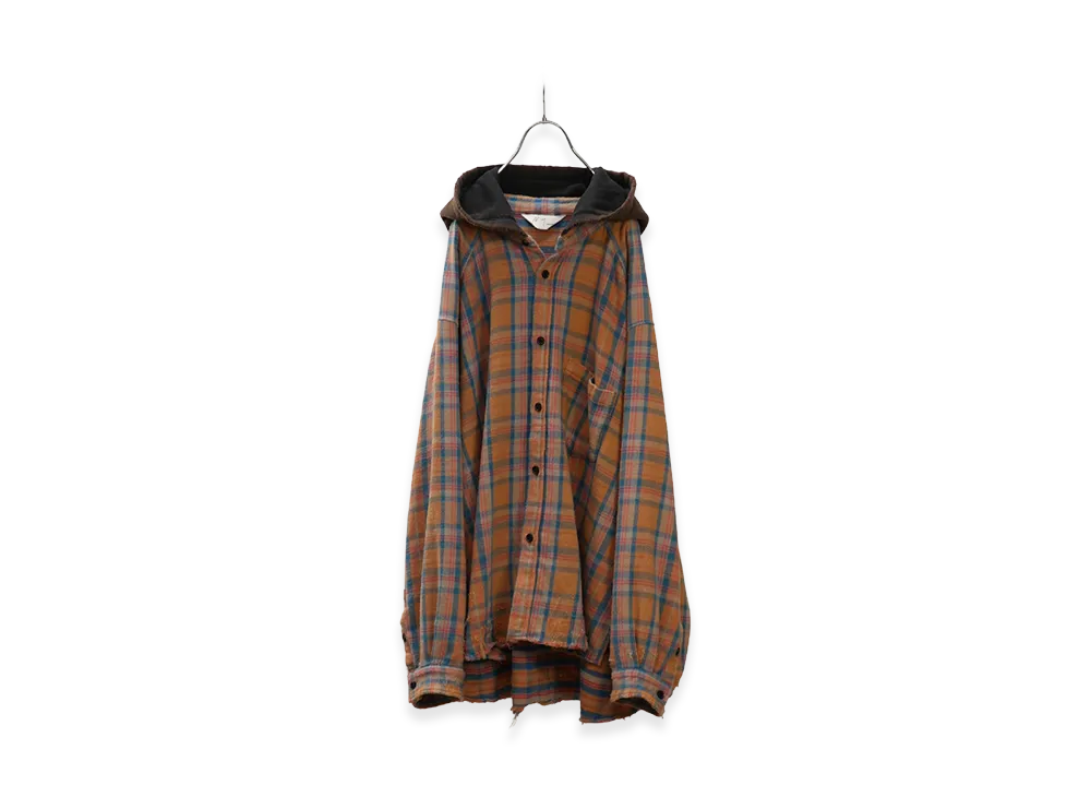 ANCELLM Nel Check Hoodie Shirt "Camel"