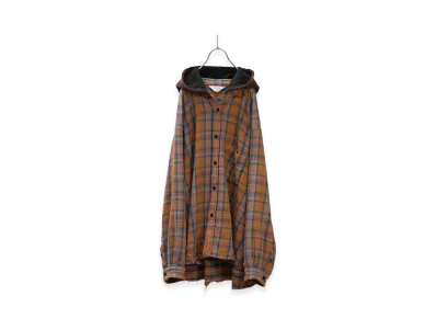 ANCELLM Nel Check Hoodie Shirt "Camel"