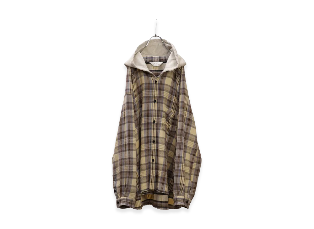 ANCELLM Nel Check Hoodie Shirt "Ivory"